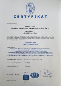 Certyfikat ISO Konior Clinic
